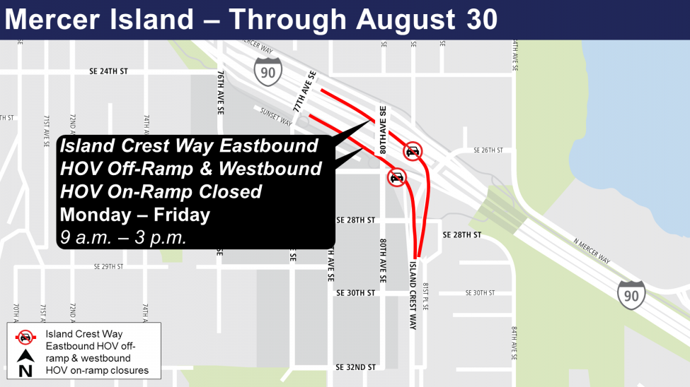 Map of I-90 HOV closure