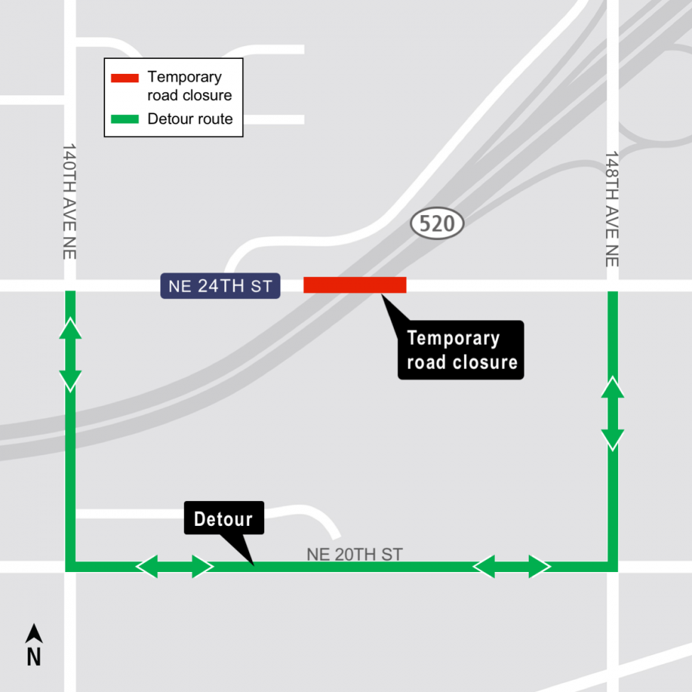 NE 24th St Closure map