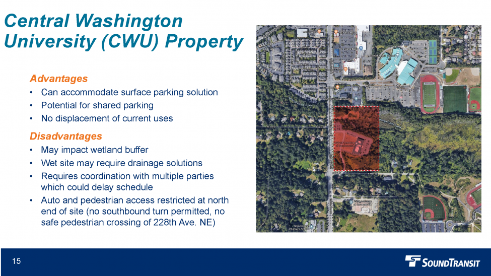 North Sammamish Park and Ride level 3 alternative Central Washington University Property