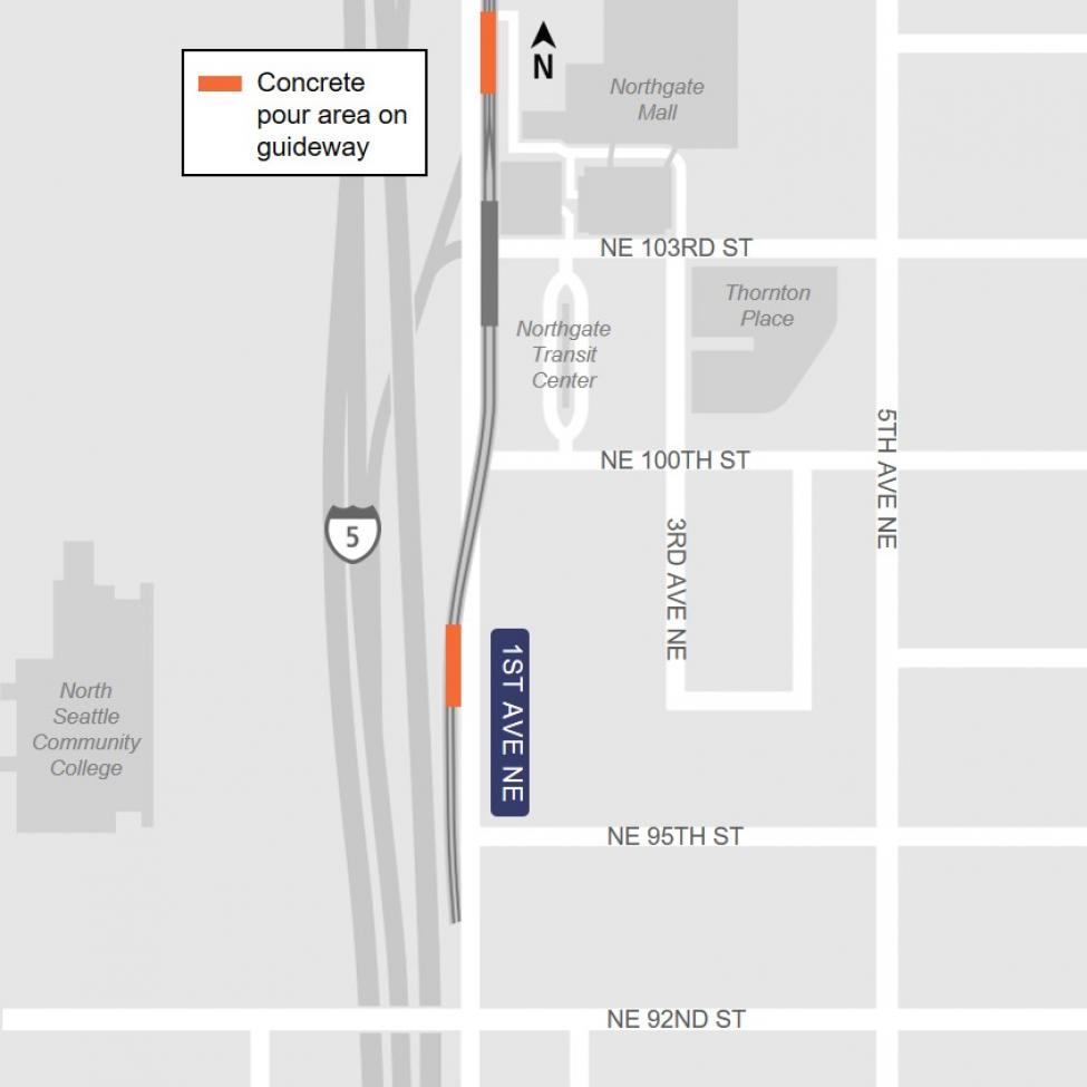 Map of traffic impacts for concrete pour.