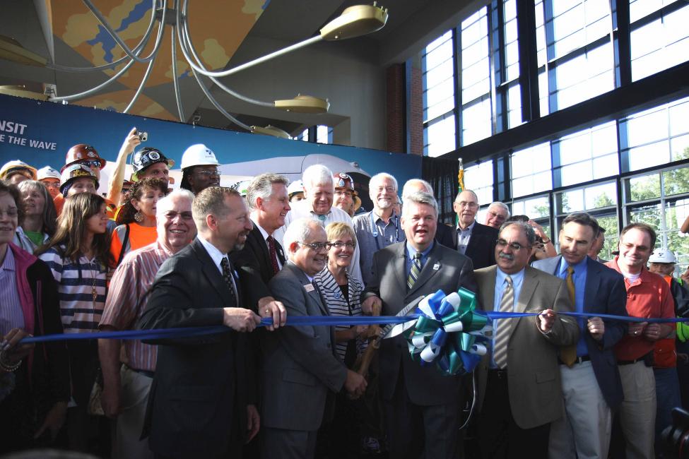Dignitaries led by then-Seattle Mayor Greg Nickels cut the ribbon to open Link light rail for service in 2009.