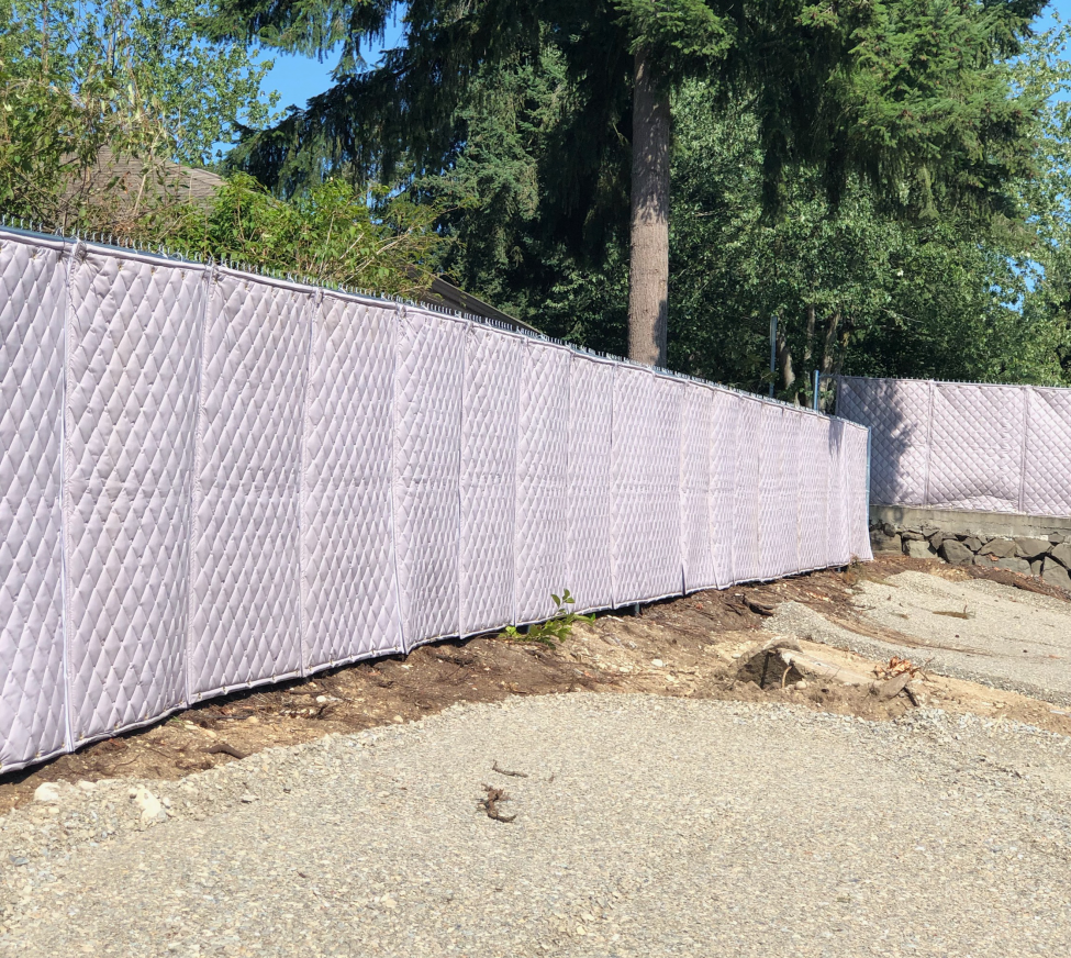 Photo of a temporary noise barrier