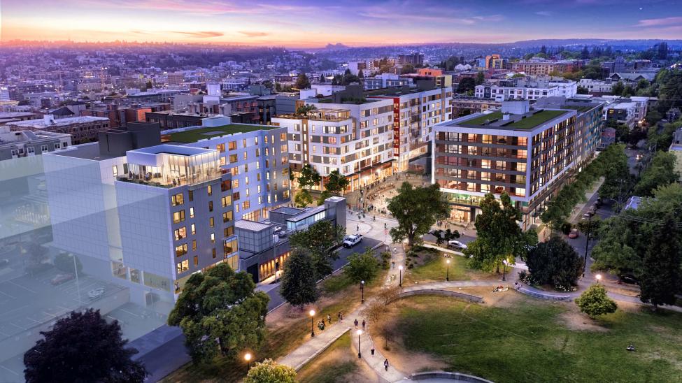 A rendering of what the transit-oriented development under construction at the Capitol Hill light rail station will look like this when it’s complete.