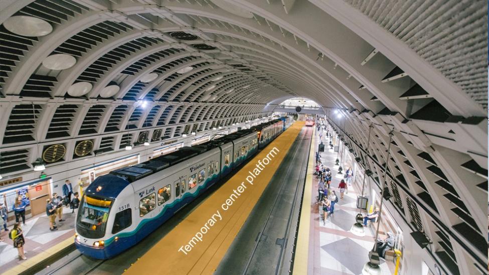 Work will begin to build a temporary center platform at Pioneer Square Station later this fall.