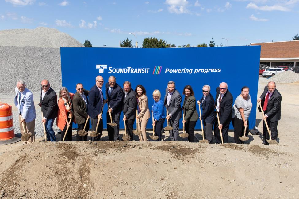 Sound Transit leaders and elected officials break ground on the Lynnwood Link Extension.