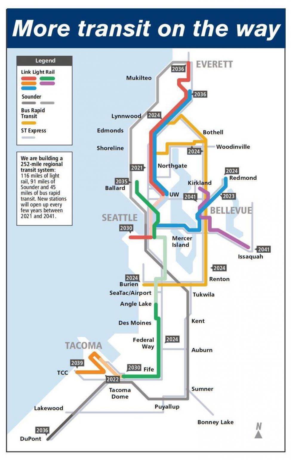 A map showing all of the system additions through 2040.