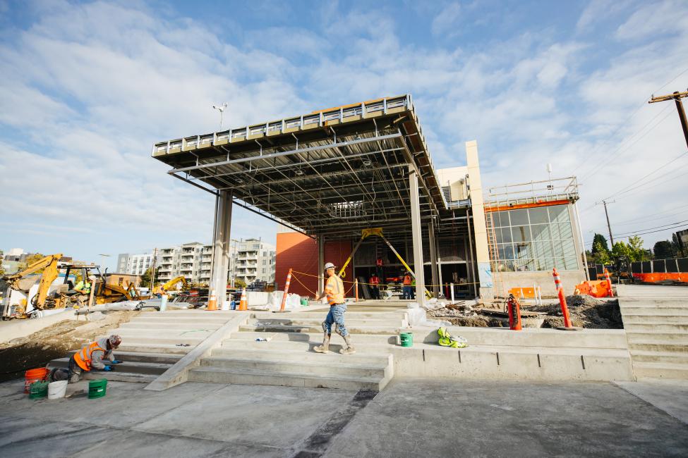 A view of the north entrance for Roosevelt Station from NE 66th St.