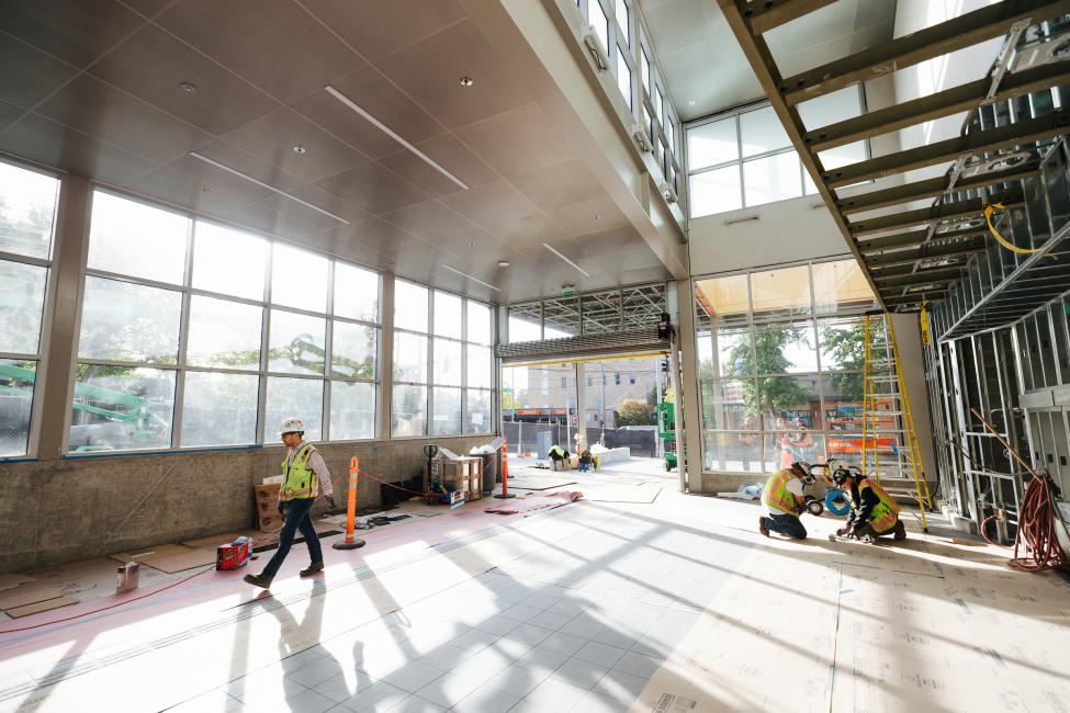 A view from the south station headhouse, looking out toward NE 65th St. 