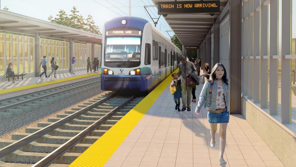 Rendering of a future Federal Way Link Extension station.