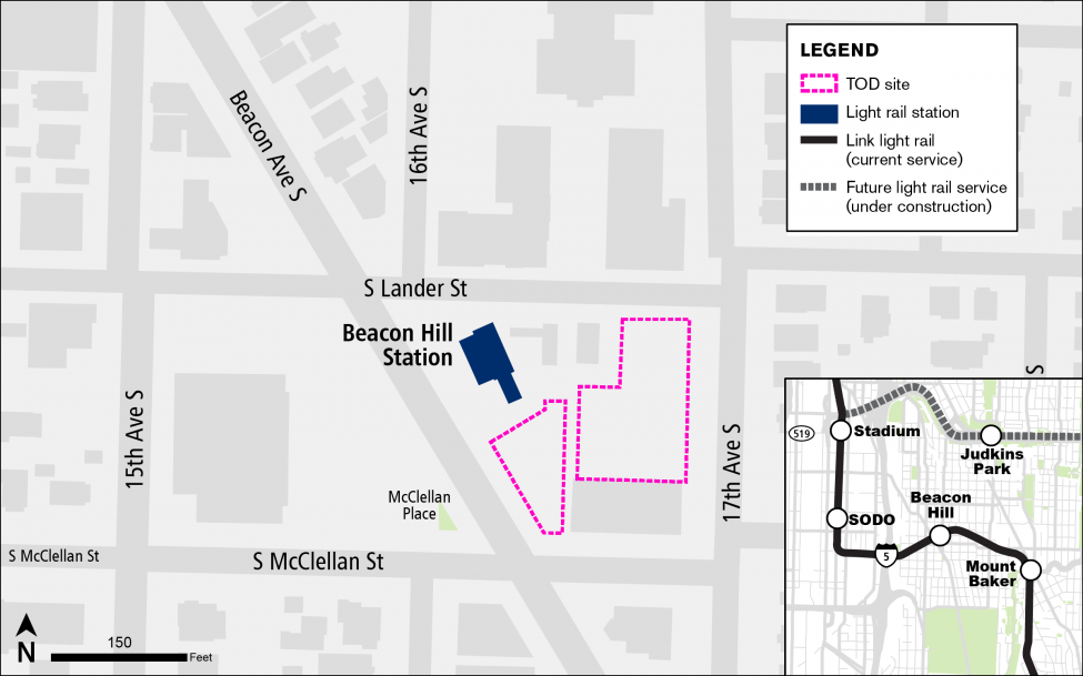 Map of Beacon Hill transit oriented development area
