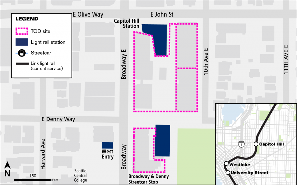 Map of Capitol Hill transit oriented development area