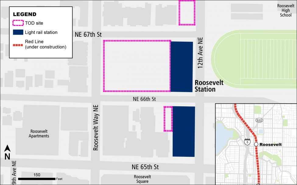 Map of the TOD area around Roosevelt Station