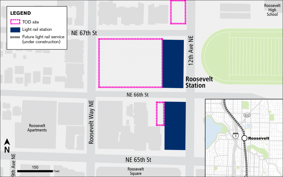 Map of the TOD area around Roosevelt Station