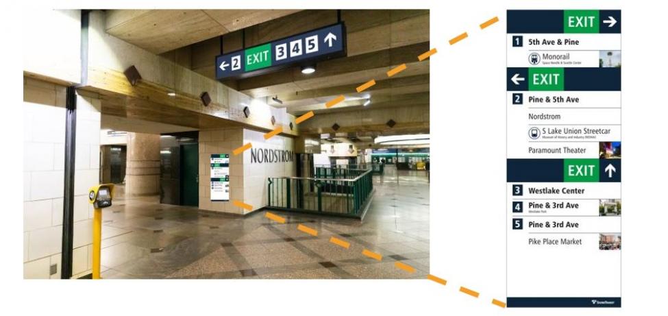 New directories, that display the numbered exits and photos of popular destinations, aim to help light rail riders navigate through downtown tunnel stations. 