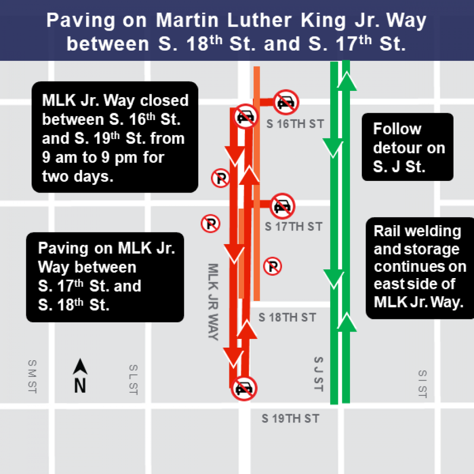 MLK and 18th St work area map