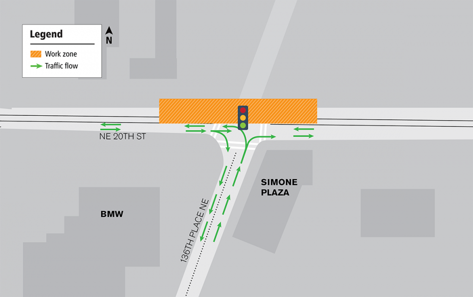 Ne 20th/136th PL traffic shift map