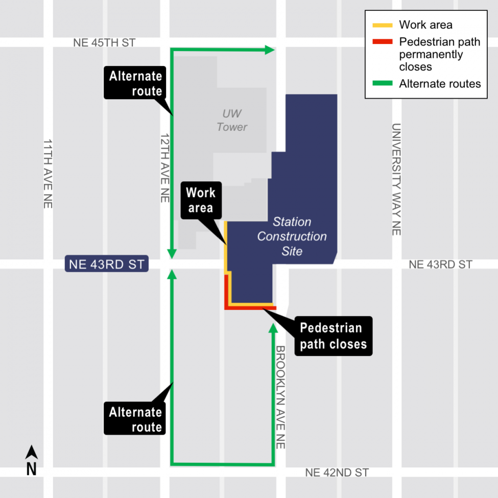 University District Station Pedestrian Path Construction Map