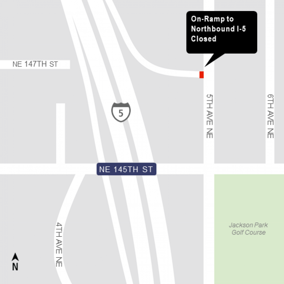 Map of closure of on-ramp to Interstate 5.