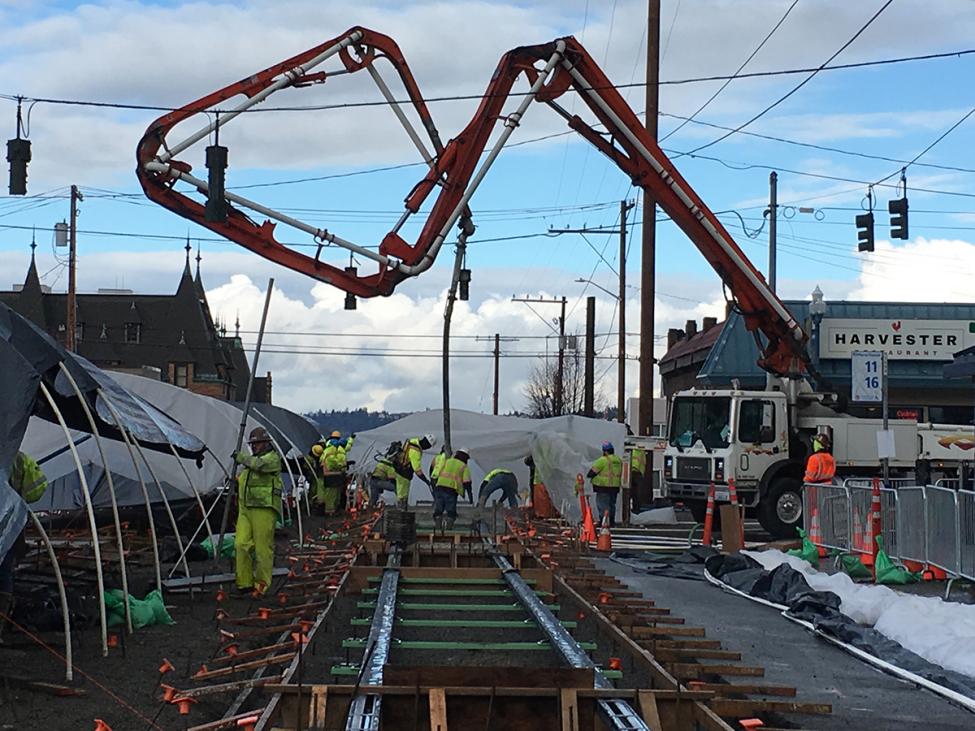 MLK Way construction concrete pouring