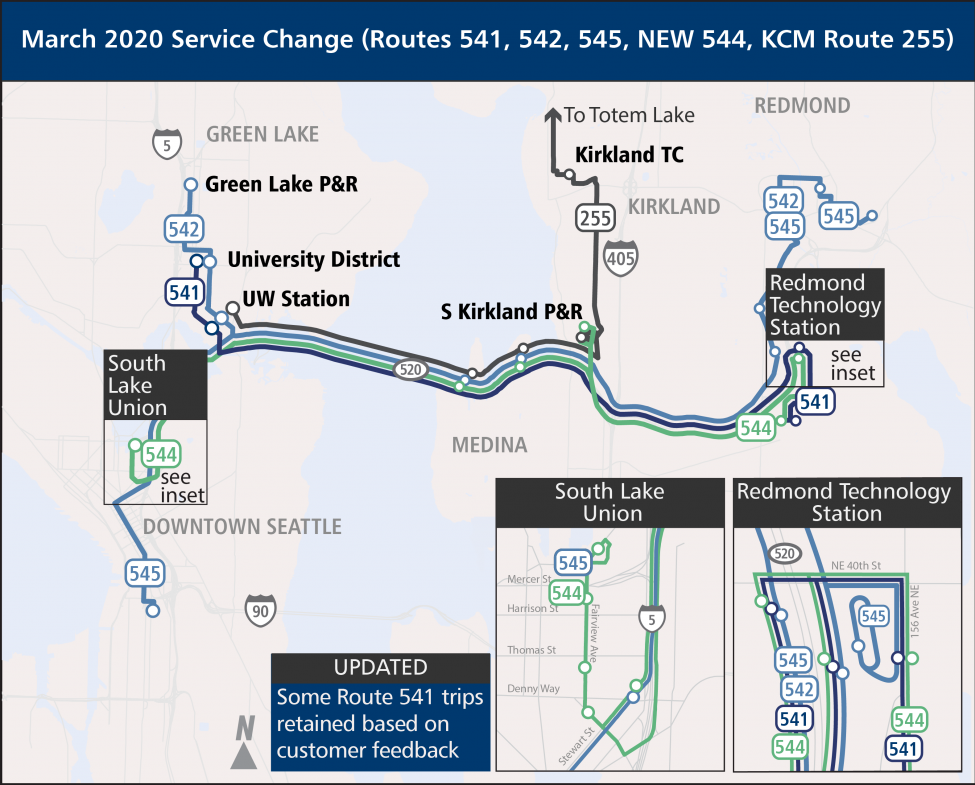 March 2020 Service change routes map