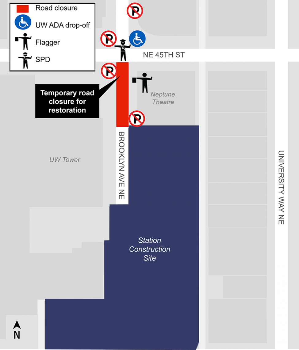 NE 45th Closure map