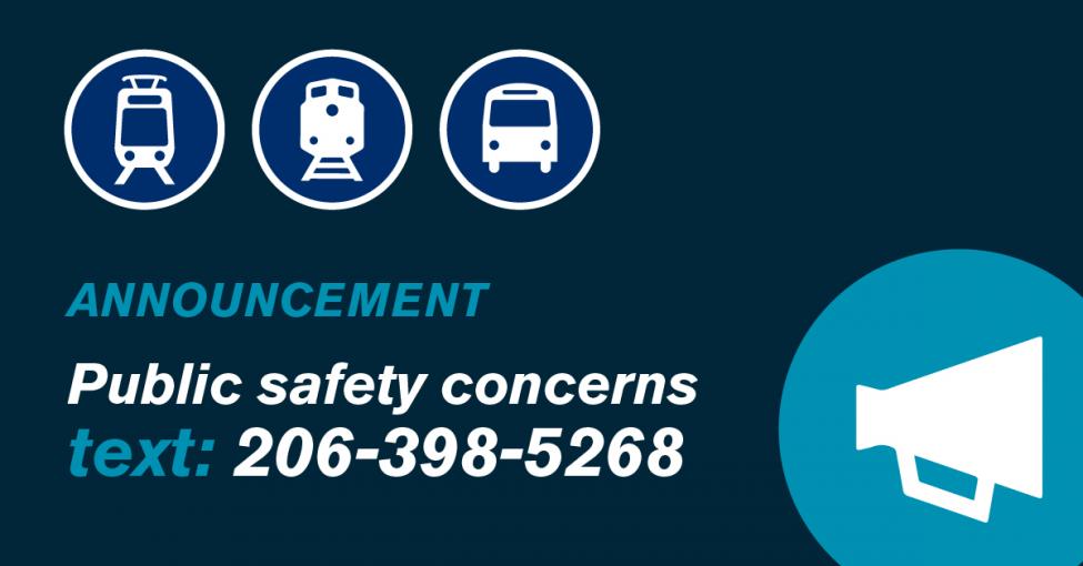 A graphic shows the phone number for Sound Transit security: 206-398-5268.