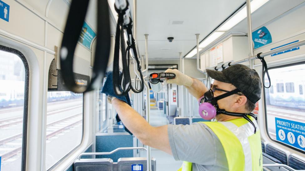 Operations and Maintenance Facility cleans Link light rail cars.