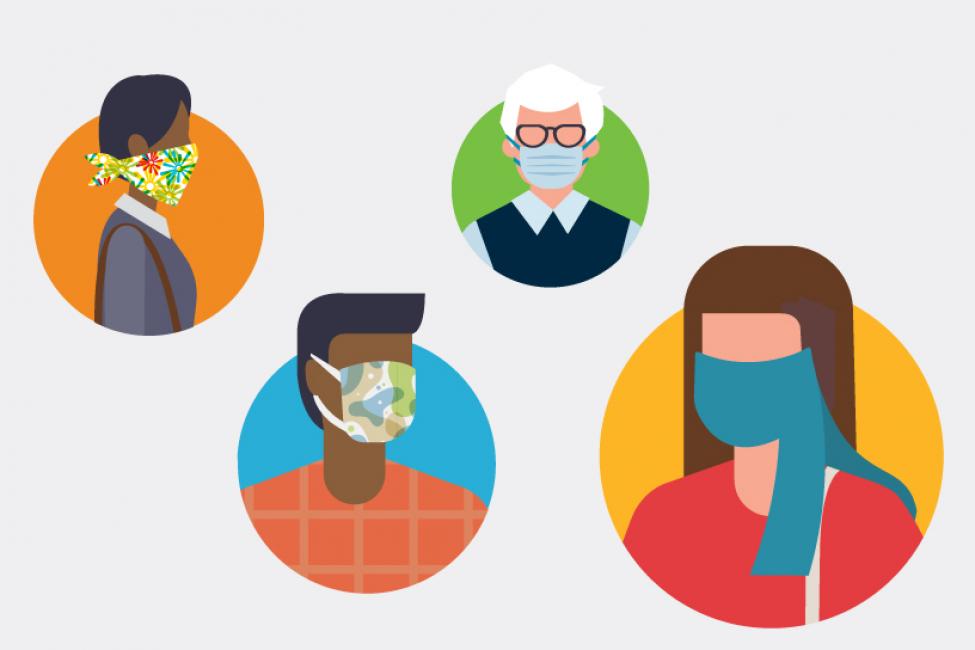 Examples of people wearing masks