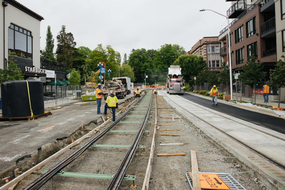 Track for the Hilltop Tacoma Link Extension is installed. 