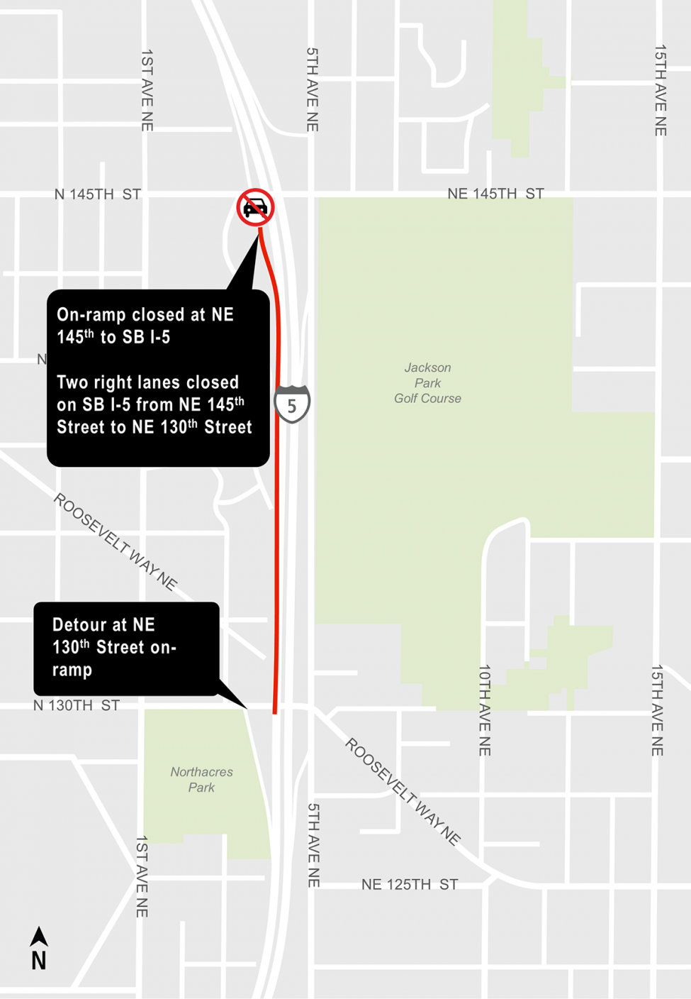 NE 145th off-ramp closure map