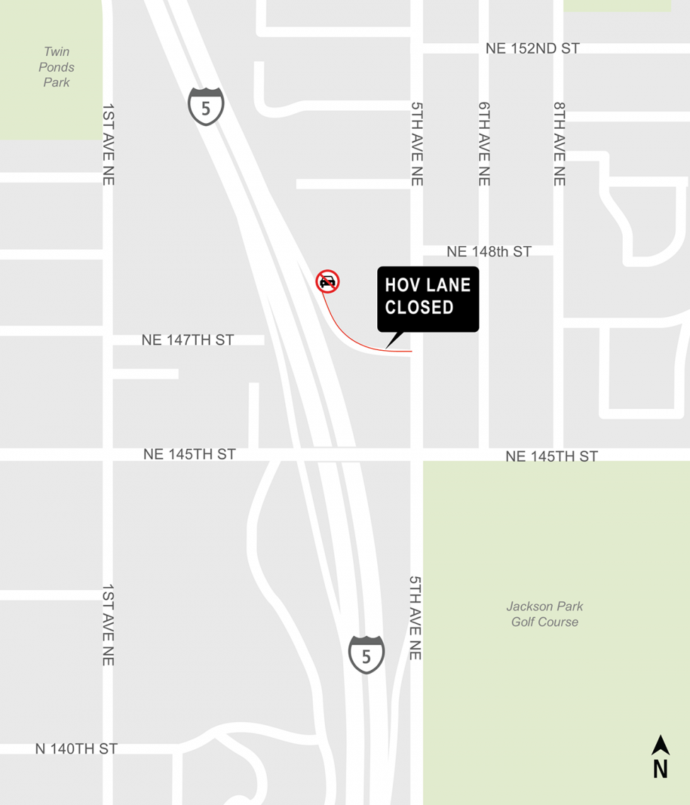 Lynnwood Link Extension NE 145th HOV lane closure map