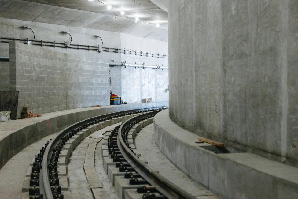 Looking down the tracks where the new tunnel emerges into the Bellevue Downtown Station.