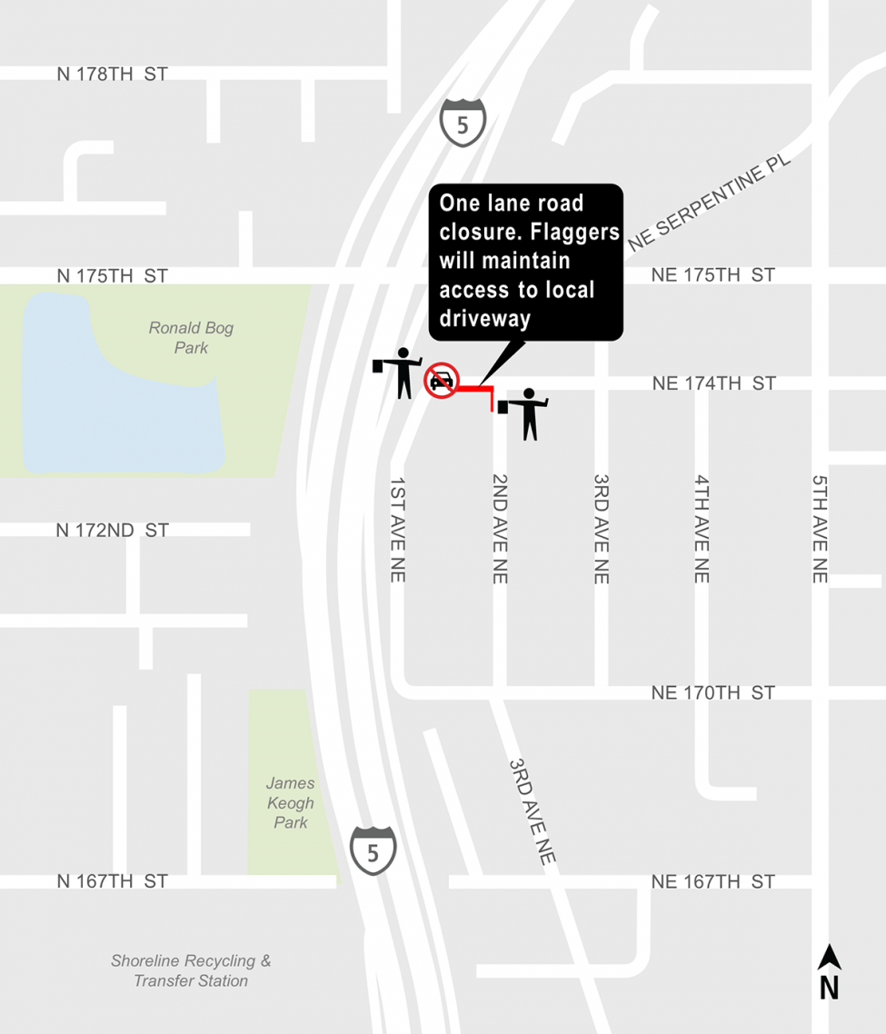 Northeast 174th Street construction area map