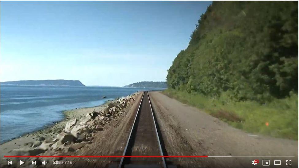 The view of Puget Sound as Sounder north commuter rail travels between Seattle and Everett along the coastline