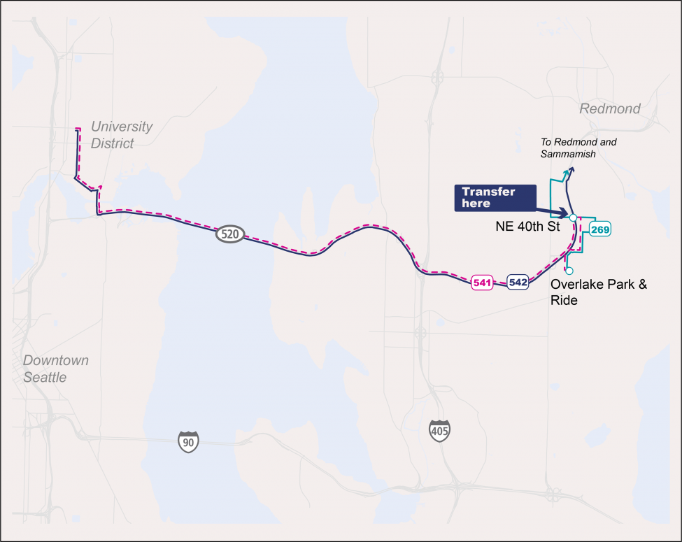 Alternative service map for the continued suspension of Route 541.