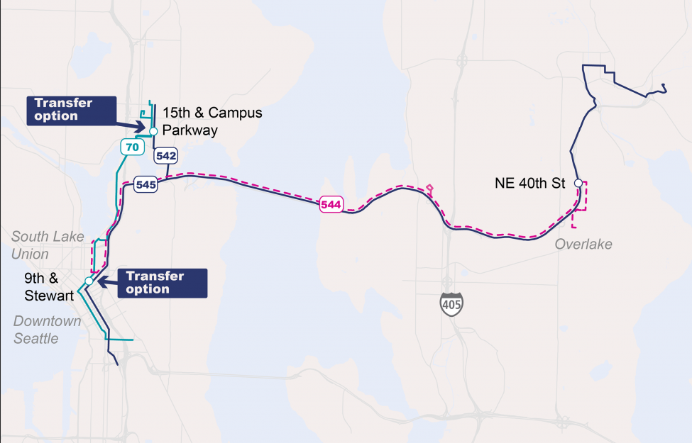 Alternative service map for the continued suspension of Route 544.