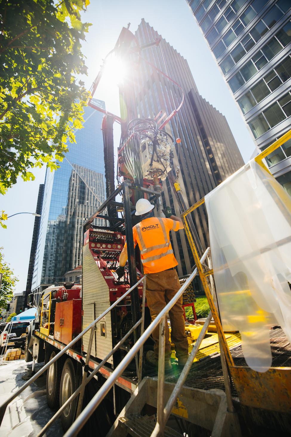 West Seattle and Ballard Link Extensions Field work, photo of construction workers at a work site