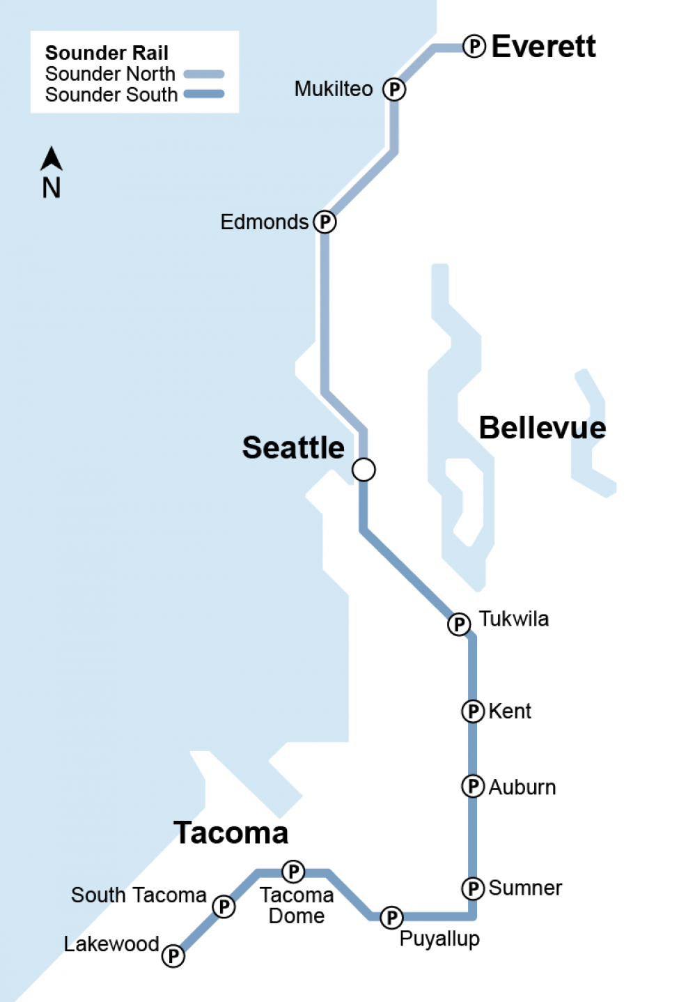 Map of Sounder service area