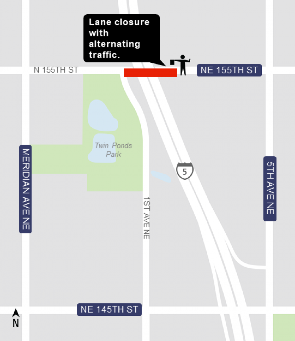 Map of Northeast 155th Street closure area