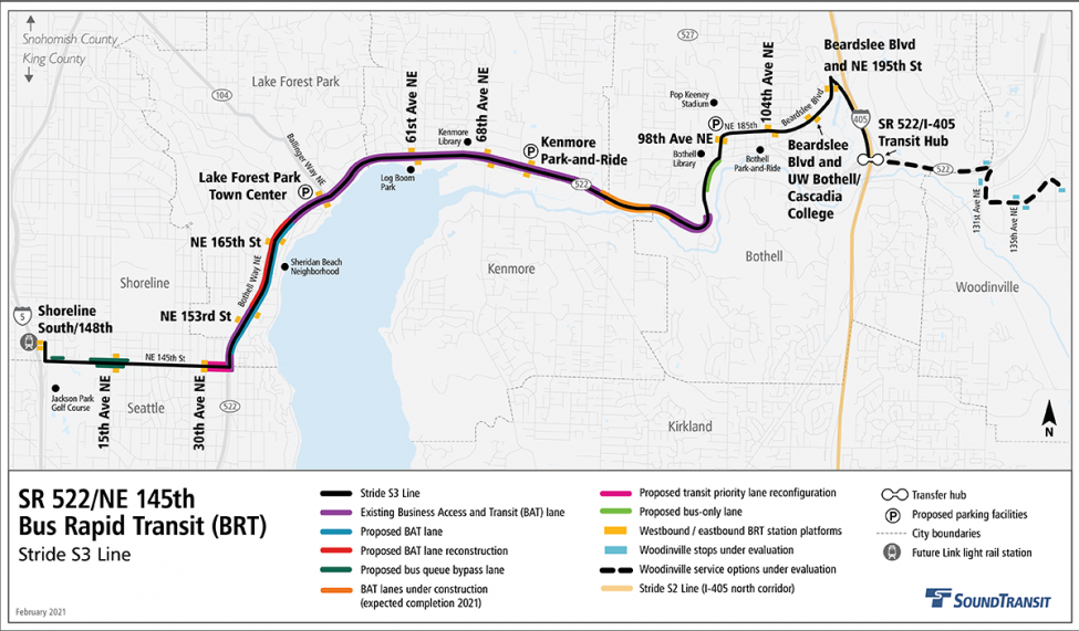 Map of 522 BRT station,  SR 522/NE 145th Bus Rapid Transit