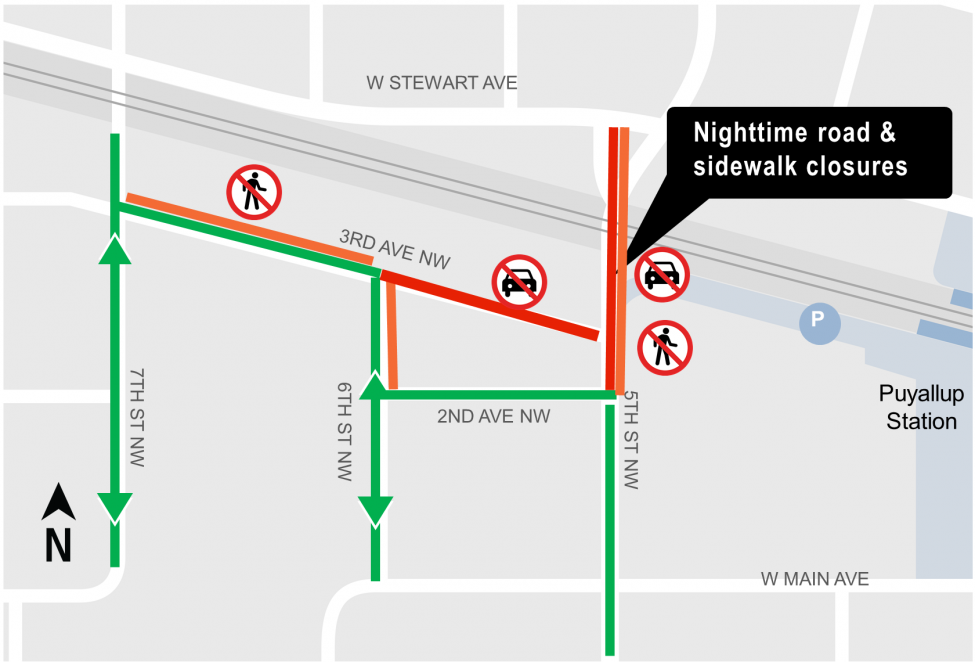 Map of road and sidewalk closures.