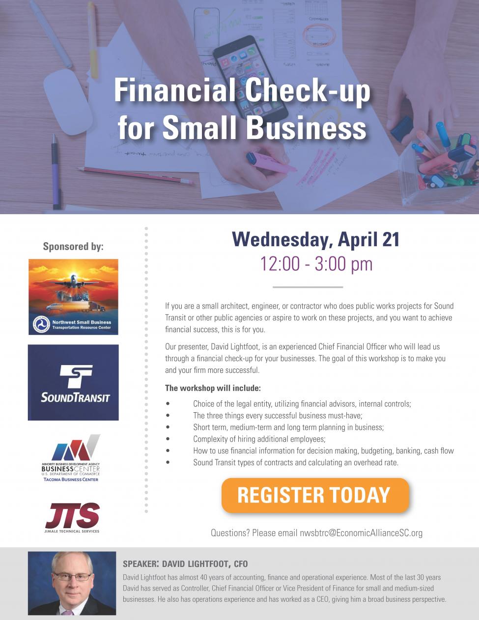 image of Financial Check-up for small business event flyer