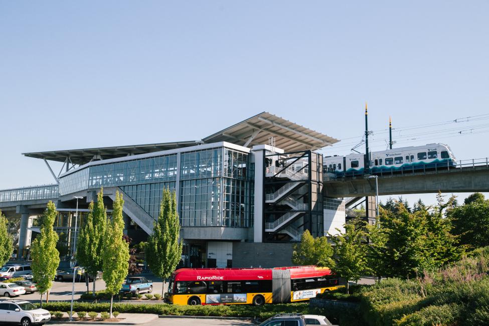  Tukwila International Boulevard Station with a RapidRide bus