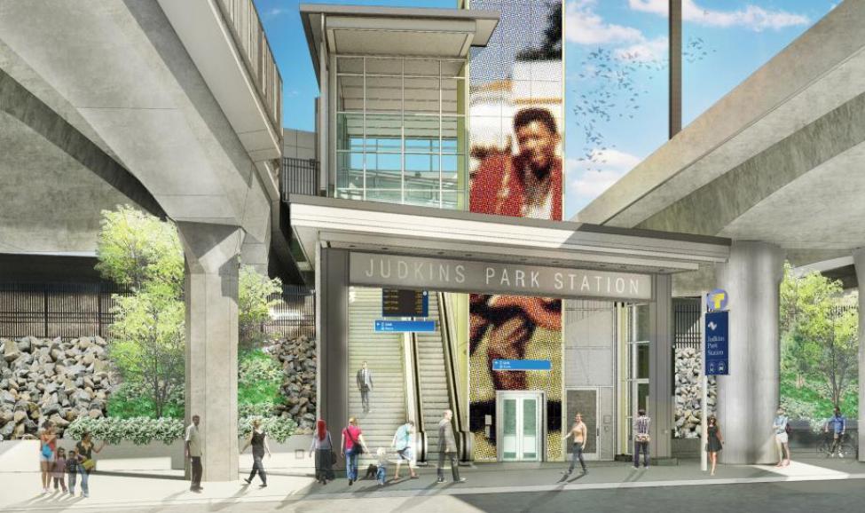 A rendering of another mural at Judkins Park Station featuring Jimi Hendrix as a 15-year-old musician.
