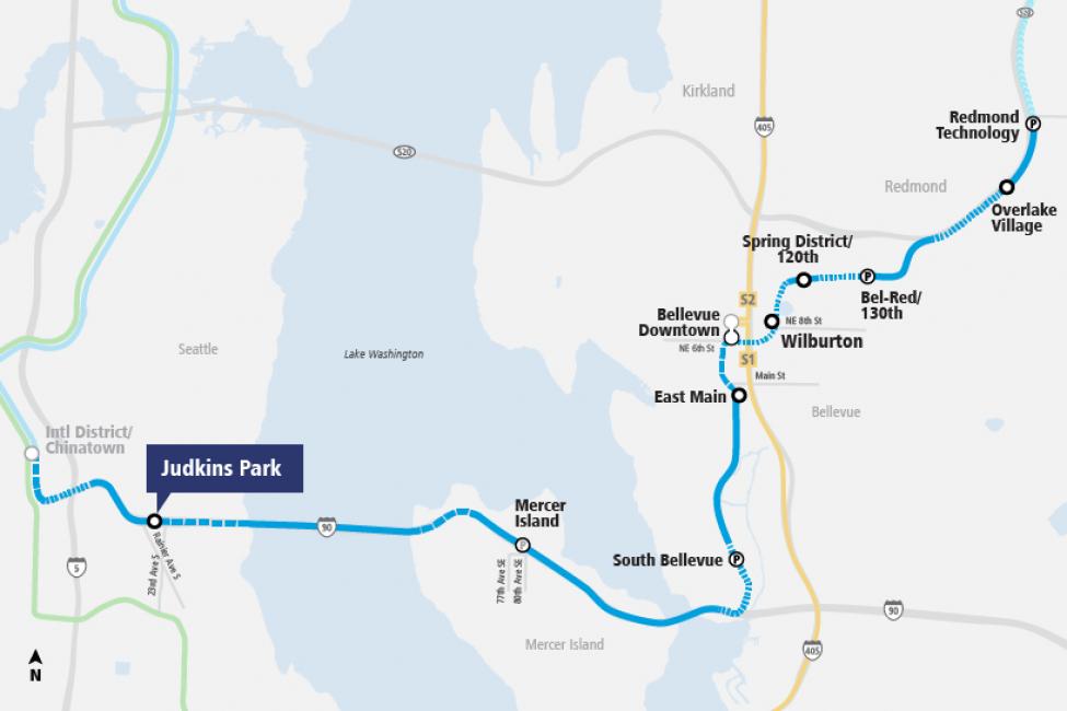 A map shows the East Link Extension from Seattle to Bellevue and Redmond.