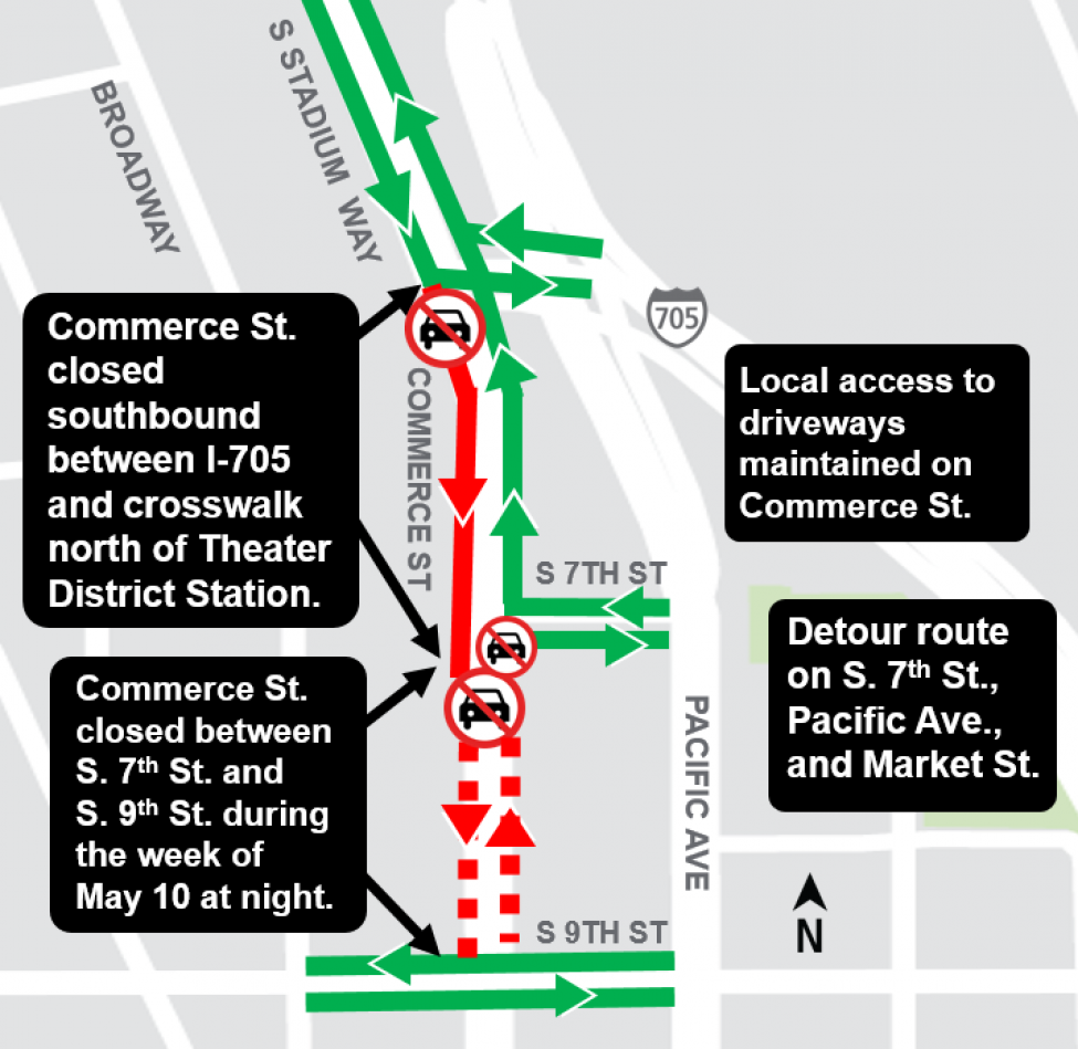 Map of Commerce Street closure.