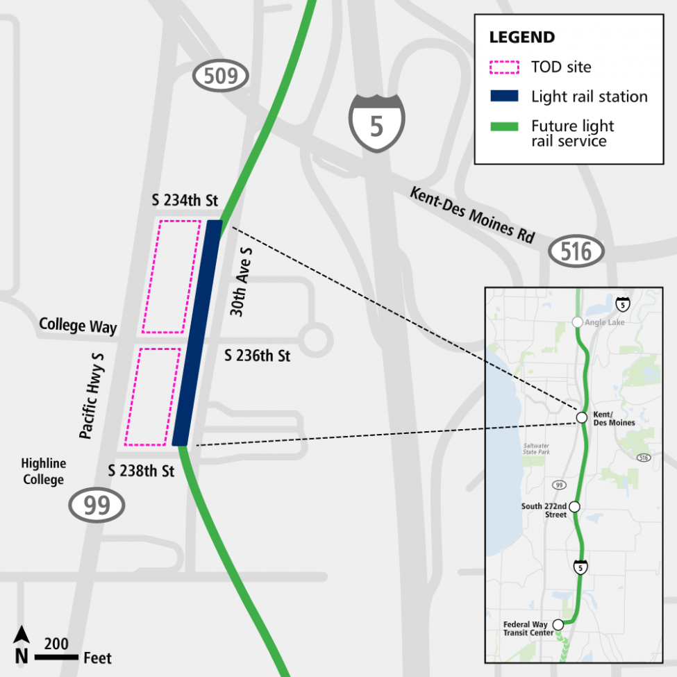 Federal Way Link Extension transit-oriented development map