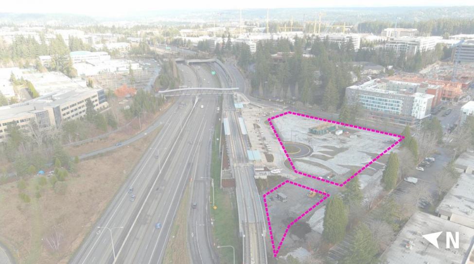Aerial view of the future Overlake Village Station.
