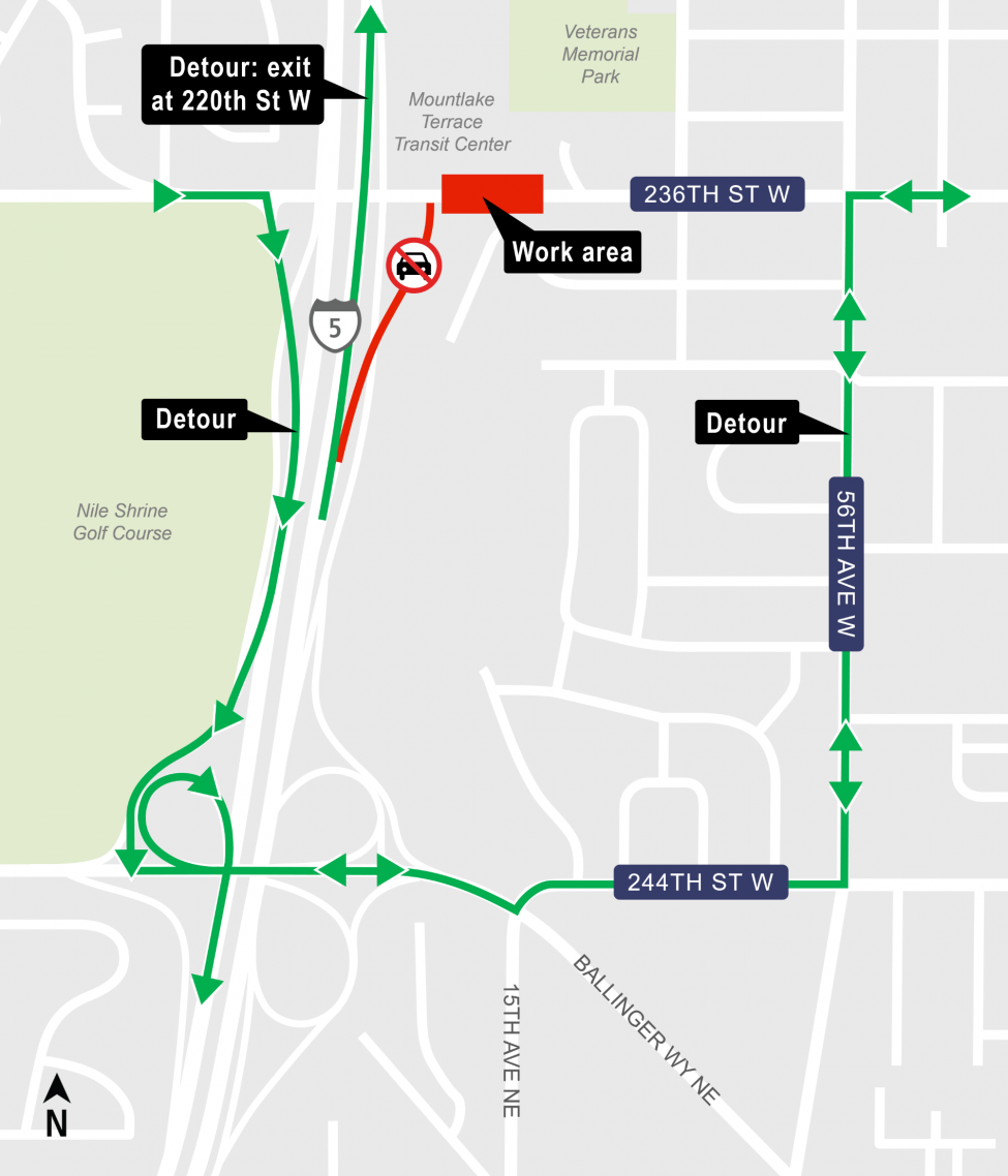 Map of 236th Street Southwest nighttime closures.