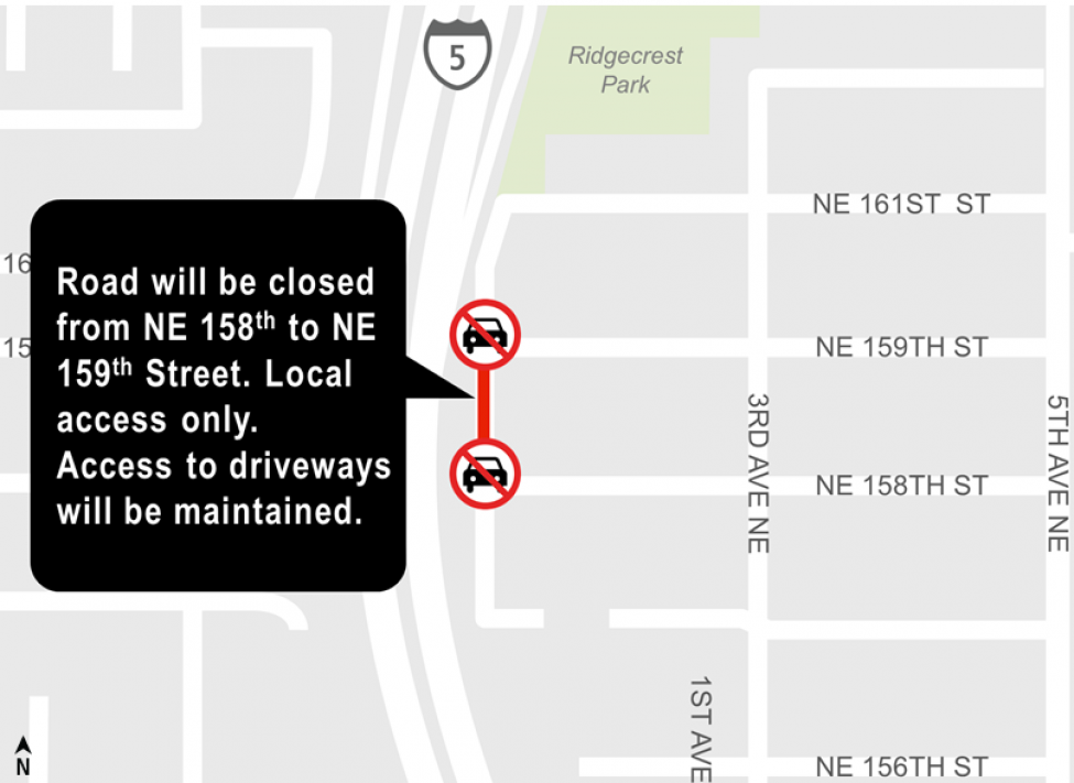 Construction map for NE 159th Street, Shoreline South/148th Station, Lynnwood Link Extension